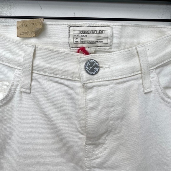 Current Elliott The Stiletto Distressed White Skinny Jeans - Picture 4 of 7